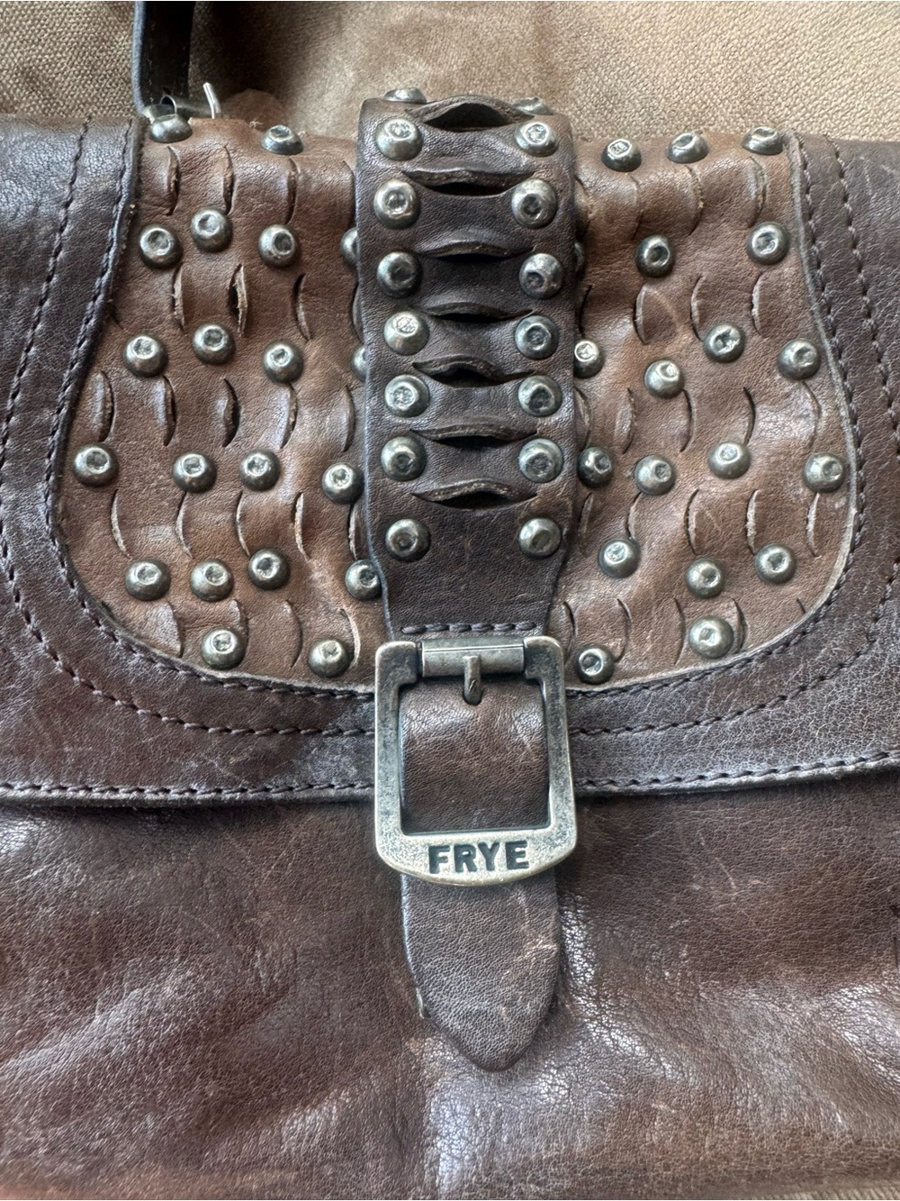 Frye Diana Leather Studded Crossbody Bag Shoulder Strap Y2K - Picture 3 of 7